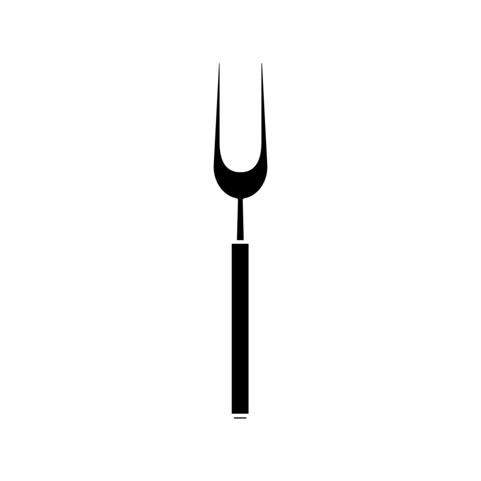 silhuett av gaffel grill bestick verktyg isolerad ikon vektor