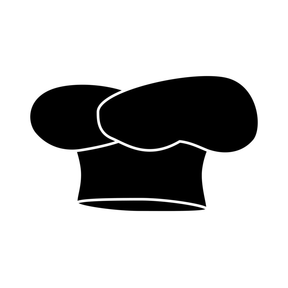 silhuett av hatt kock tillbehör isolerade ikon vektor