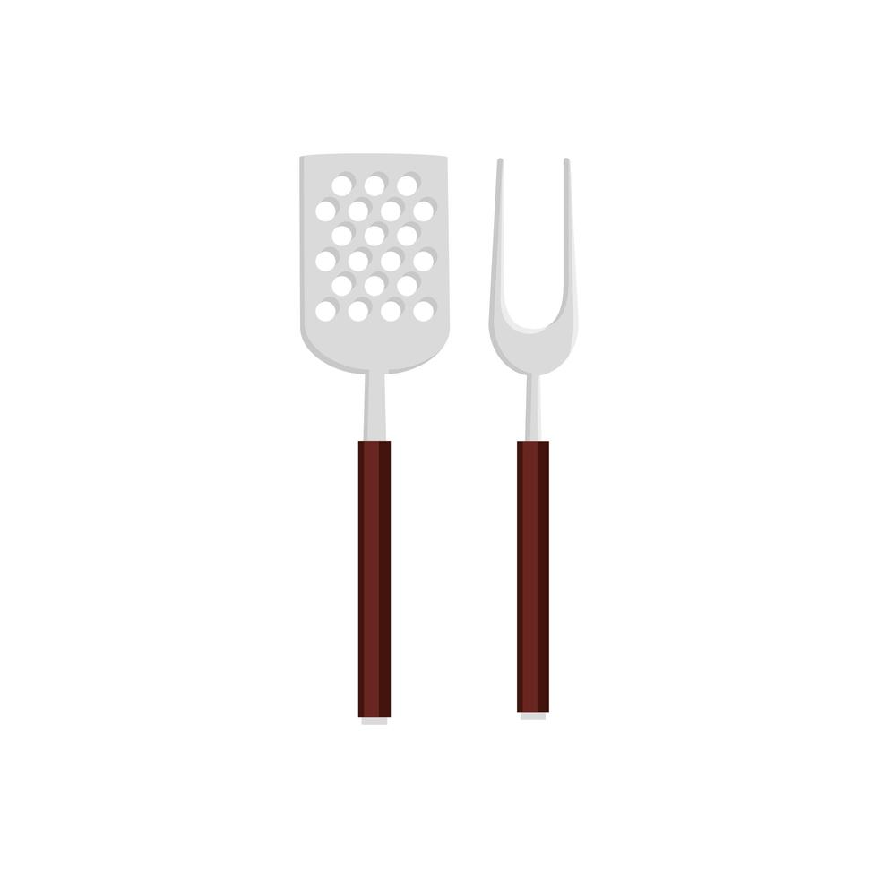 spatel med gaffel grill bestick verktyg isolerade ikon vektor