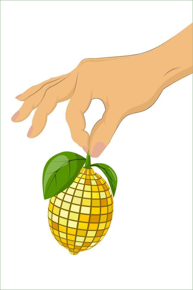 vektor illustration av saftig mogen citron- i hand. isolerat vektor illustration. retro stil för affischer, kort, t-shirt design, klistermärken, textilier. y2k