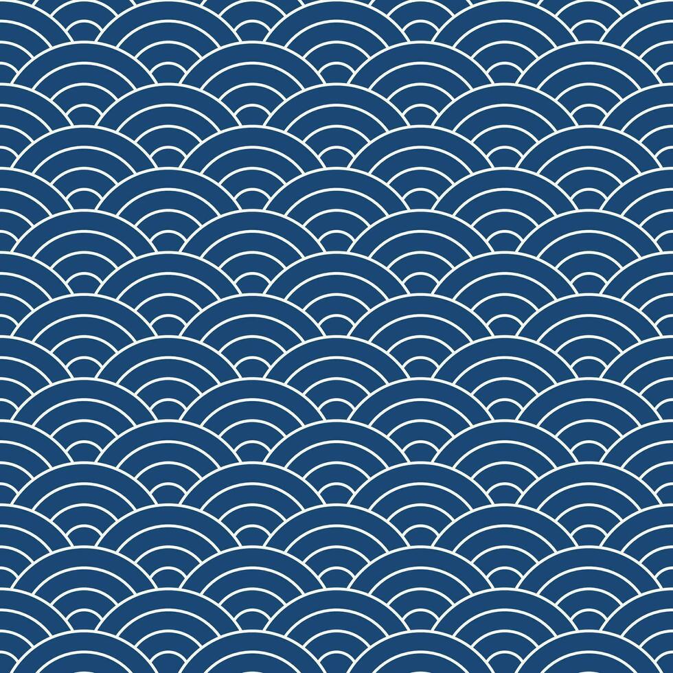 Marin blå japansk Vinka mönster bakgrund. japansk sömlös mönster vektor. vågor bakgrund illustration. för Kläder, omslag papper, bakgrund, bakgrund, gåva kort. vektor
