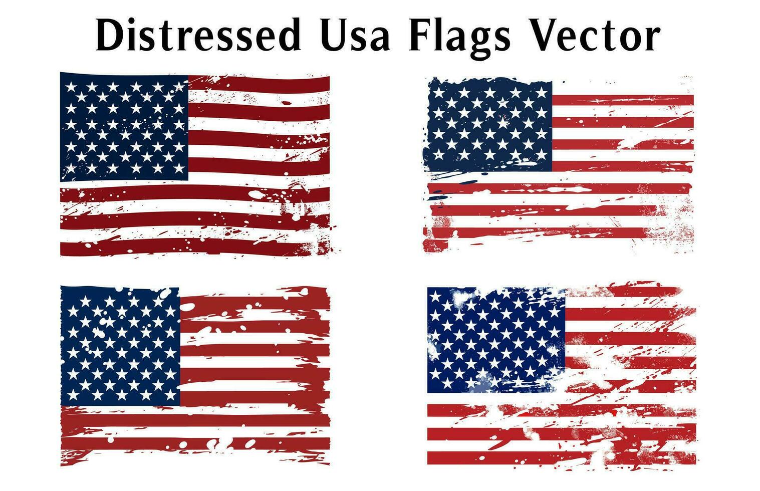 bedrövad USA flaggor vektor illustration, amerikan flagga platt grunge ClipArt