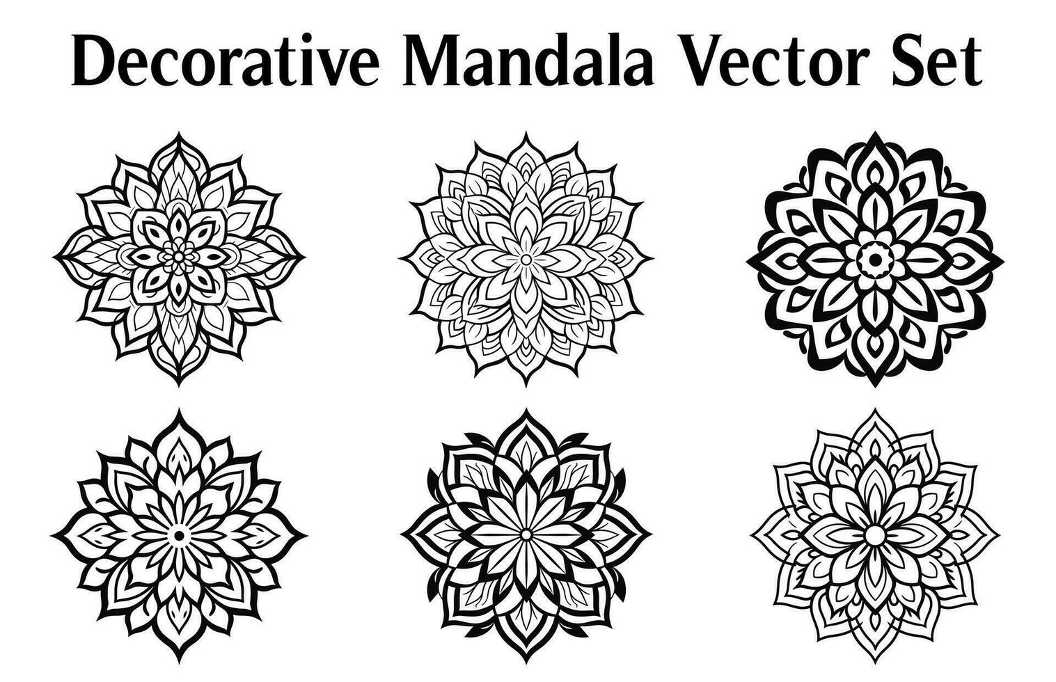 svart och vit abstrakt cirkulär mönster mandala, mandala linje teckning design, dekorativ mandala med blommig mönster, dekorativ lyx mandala mönster, uppsättning av vektor boho mandala illustration