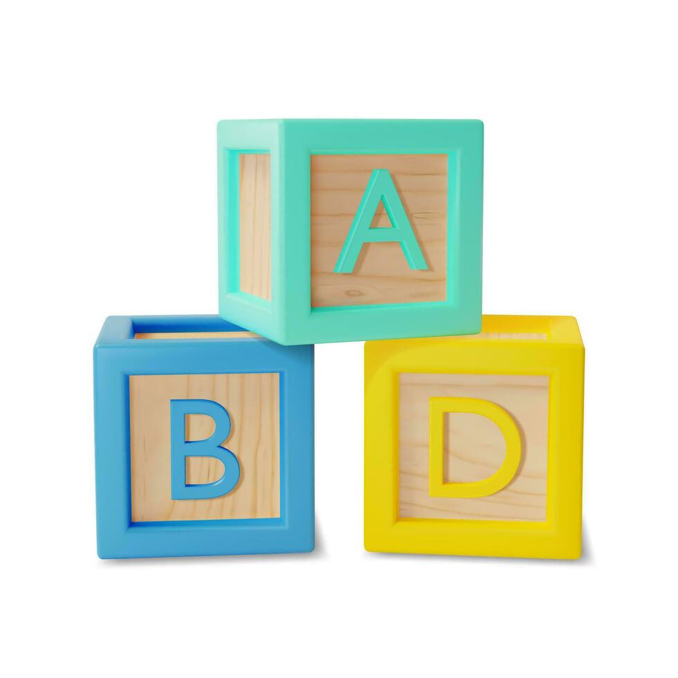 3d ABC blockera tecknad serie stil. vektor