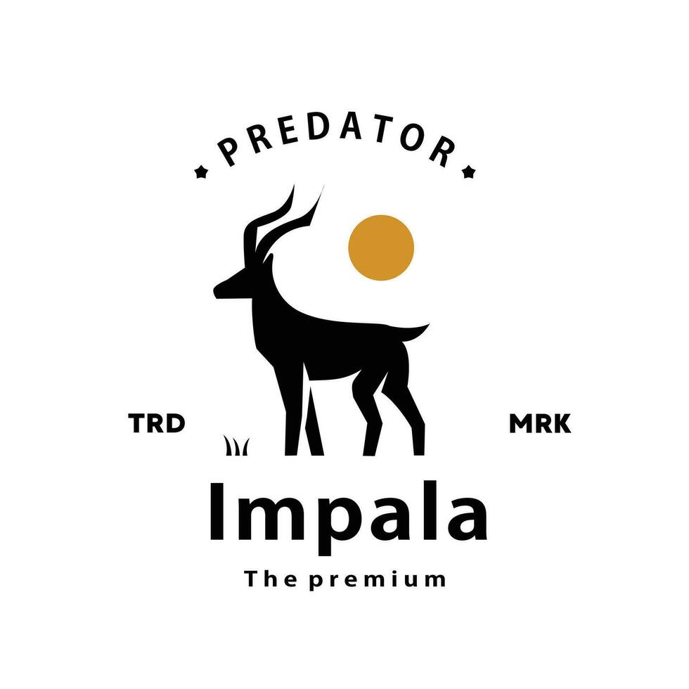 årgång retro hipster impala logotyp vektor silhuett konst ikon