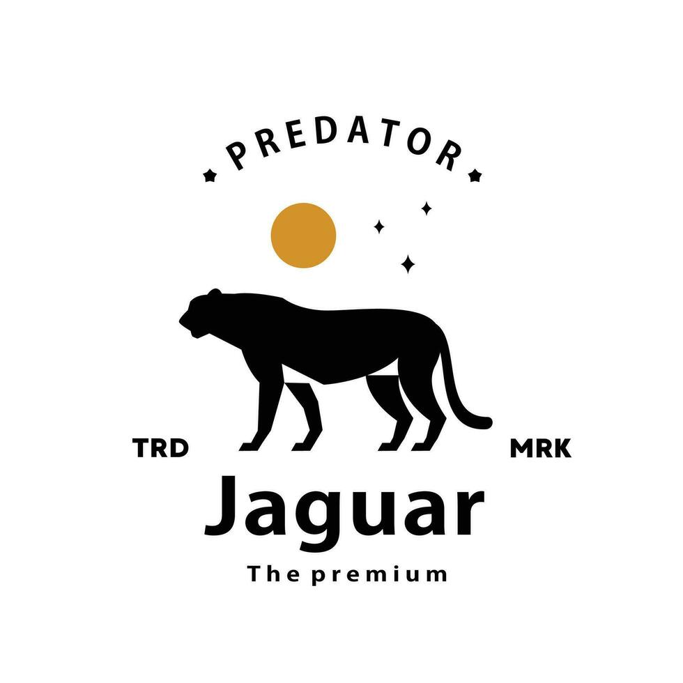 årgång retro hipster jaguar logotyp vektor silhuett konst ikon