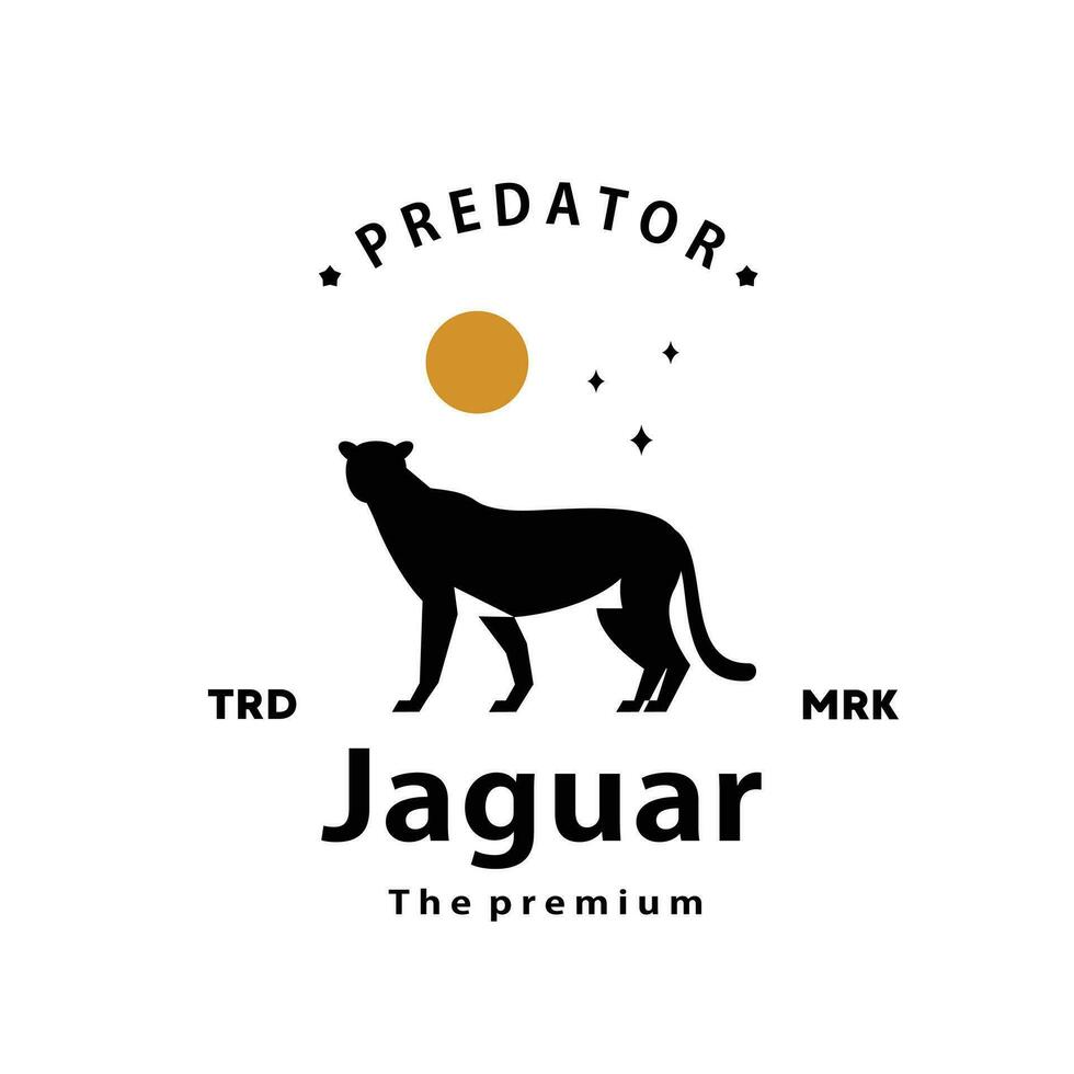 årgång retro hipster jaguar logotyp vektor silhuett konst ikon