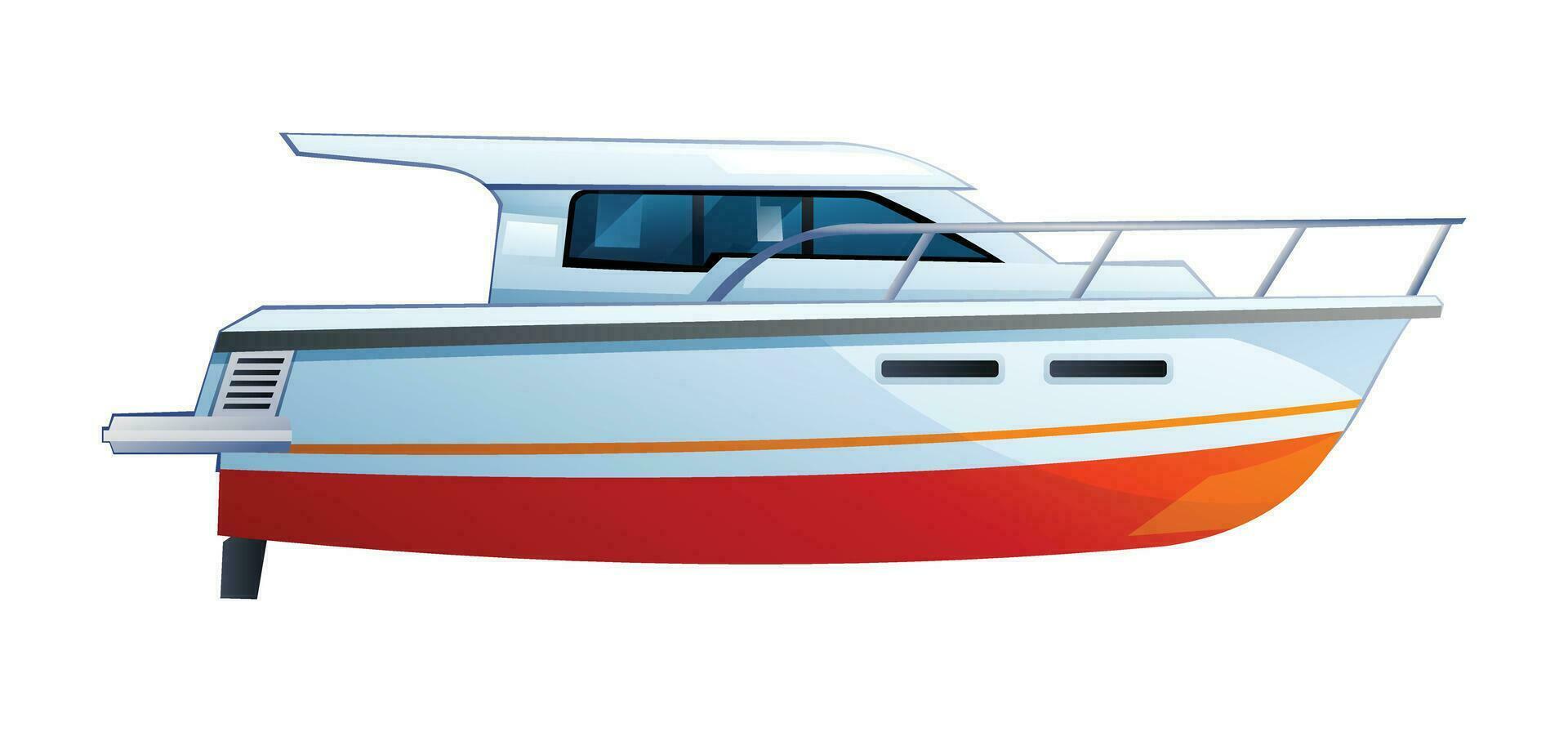 Schnellboot oder Motorboot Vektor Illustration isoliert auf Weiß Hintergrund