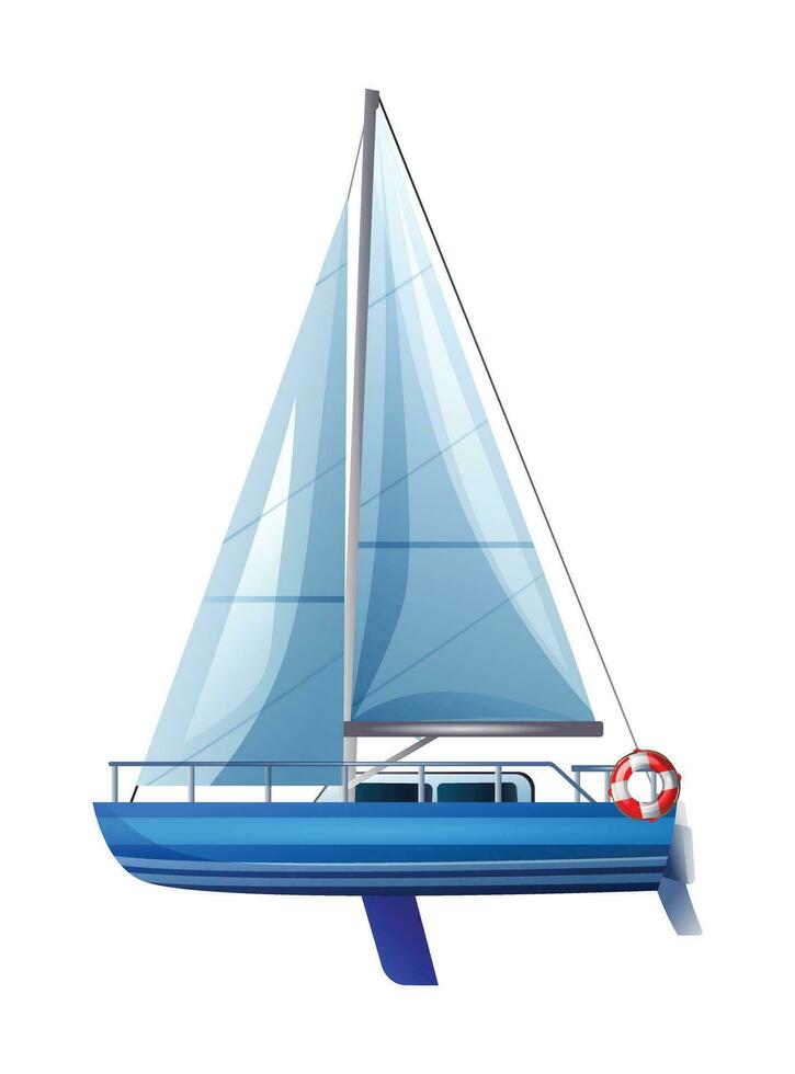 segeln Boot oder Yacht Vektor Illustration isoliert auf Weiß Hintergrund