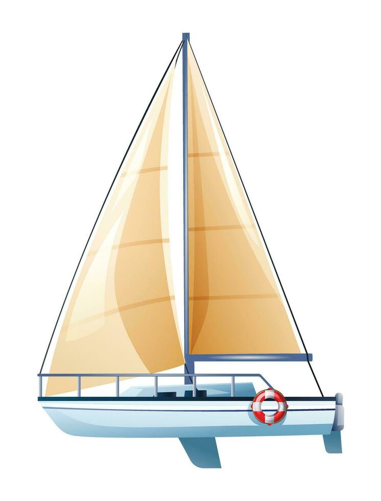 segelbåt eller Yacht vektor illustration isolerat på vit bakgrund