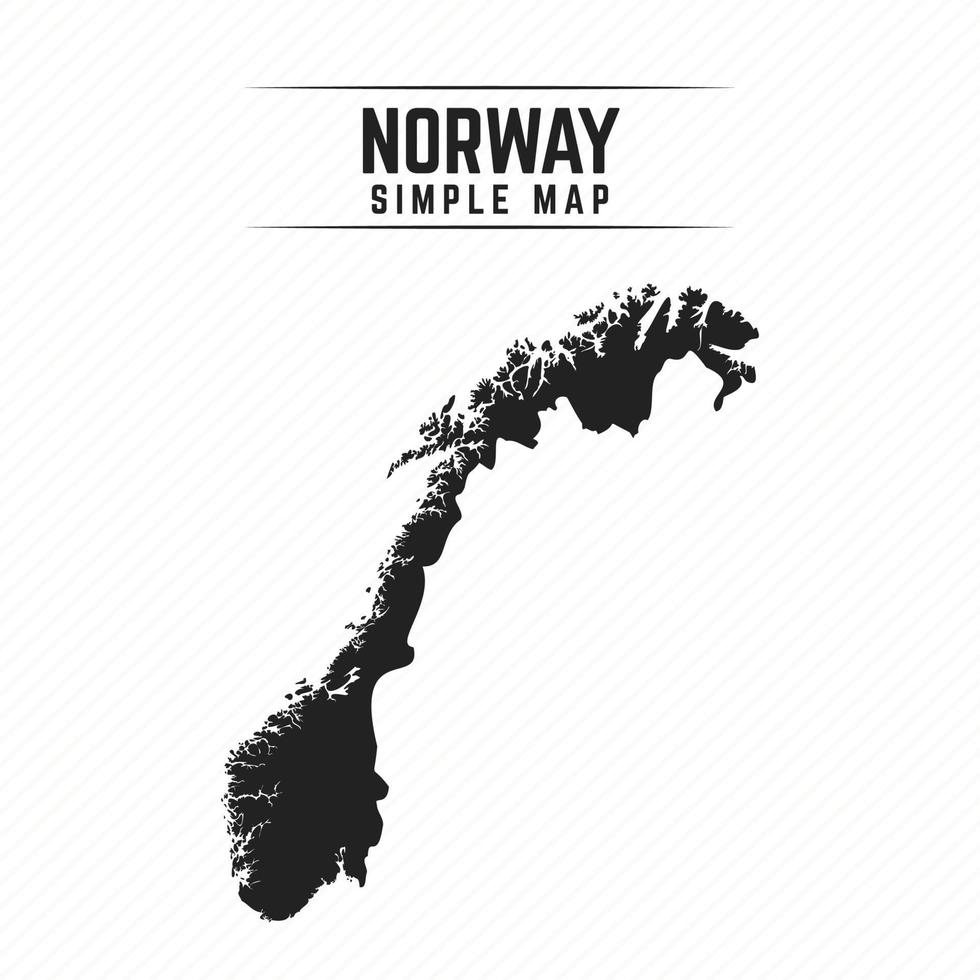 einfache schwarze karte von norwegen isoliert auf weißem hintergrund vektor
