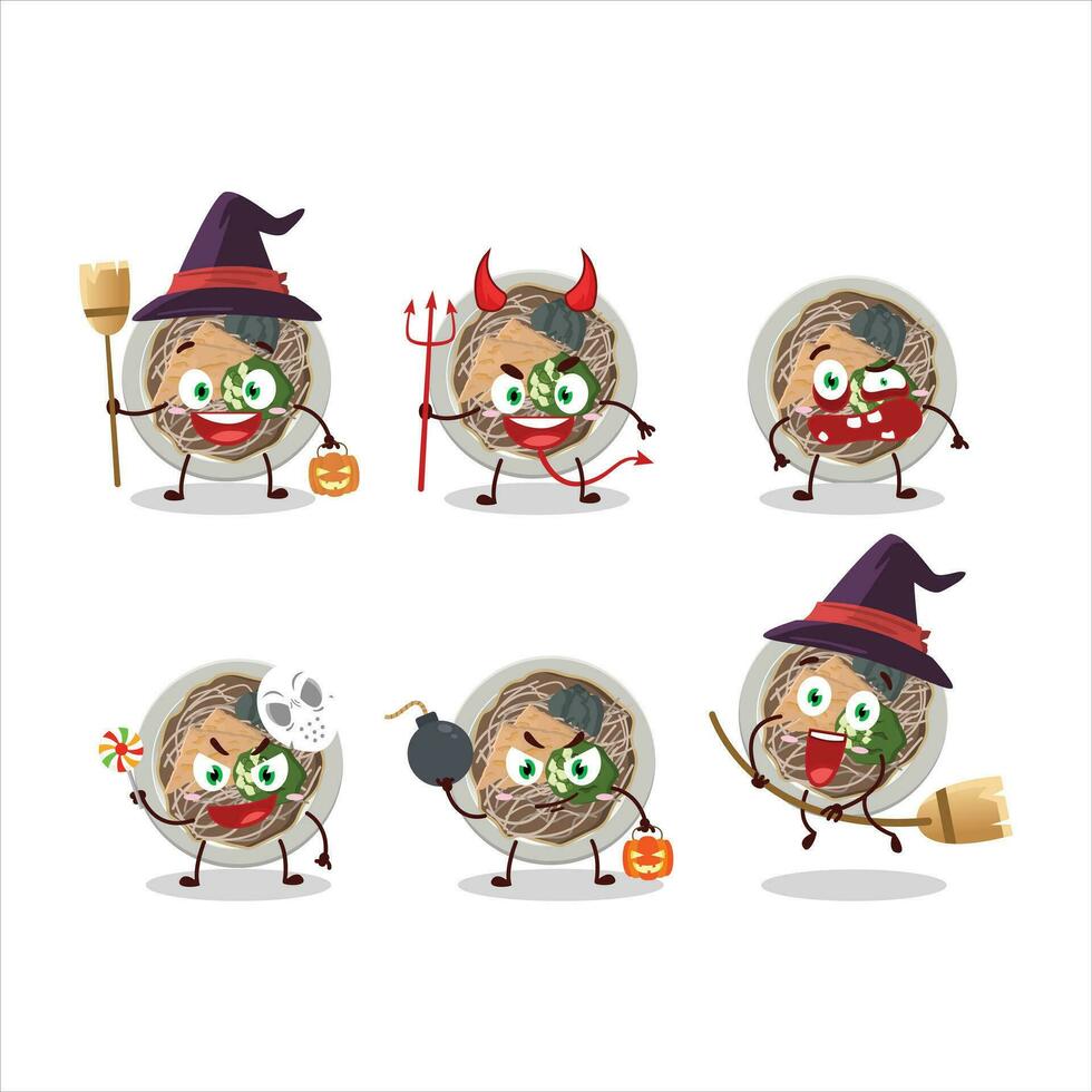 Halloween Ausdruck Emoticons mit Karikatur Charakter von tachigui Soba vektor