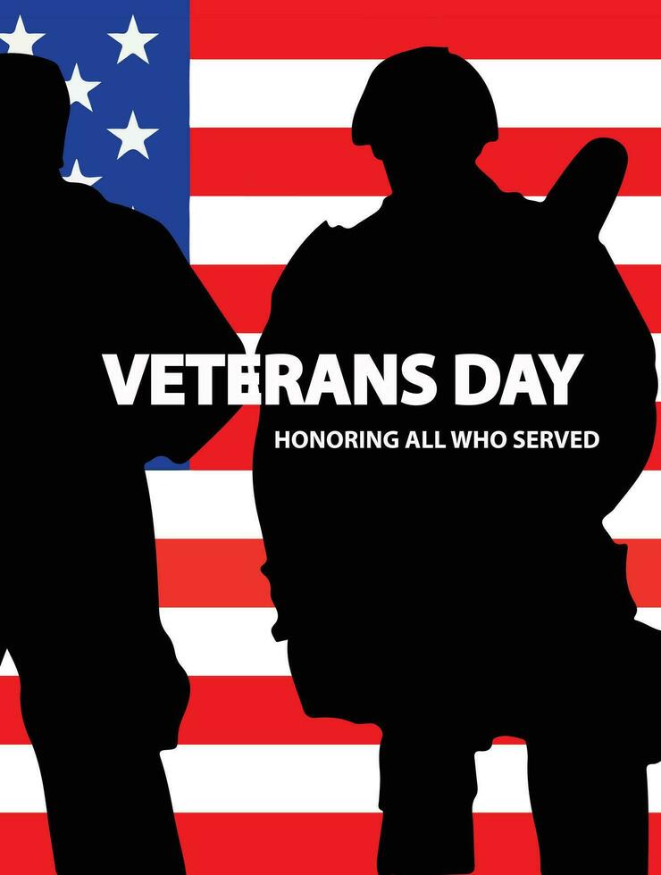 veteraner dag amerikan flagga röd blå Färg för bakgrund design. vektor