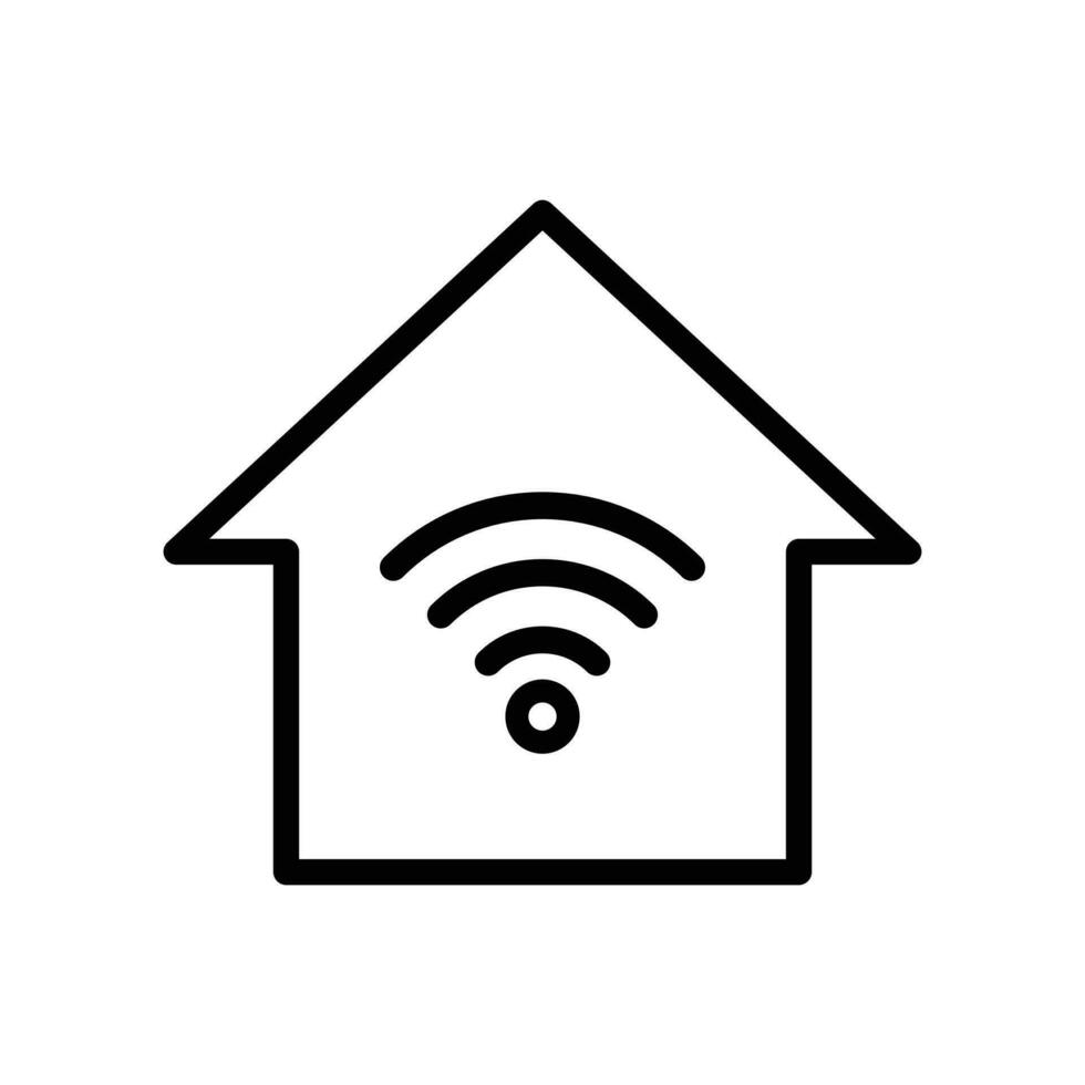 Zuhause W-lan Netzwerk, Internet Verbindung, Clever Zuhause Symbol im Linie Stil Design isoliert auf Weiß Hintergrund. editierbar Schlaganfall. vektor