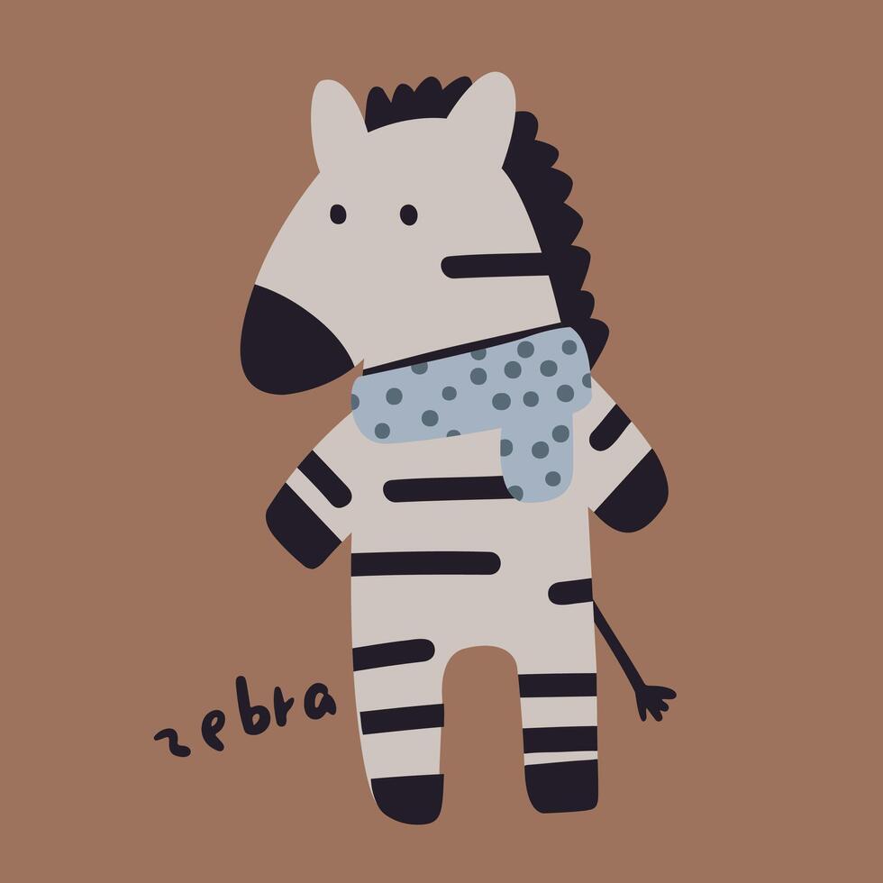 kreativ Hand gezeichnet Karikatur Kinder Illustration Zebra vektor