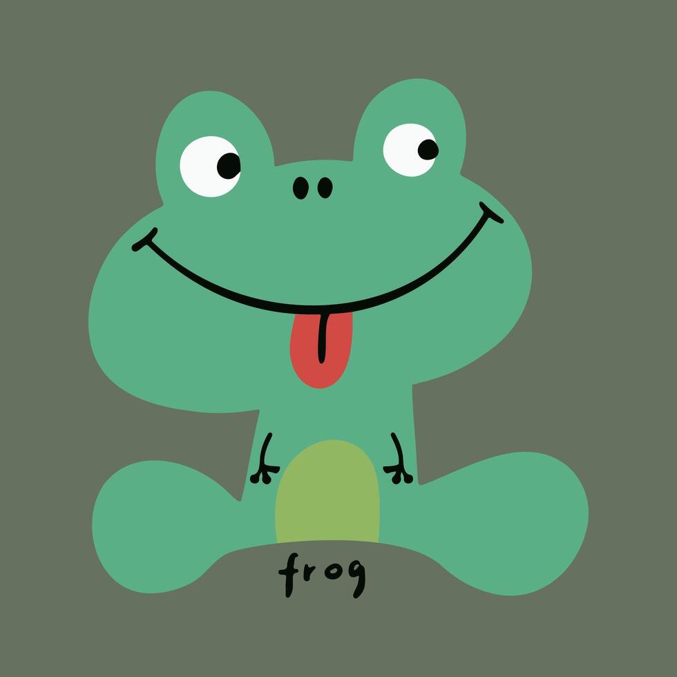 Hand gezeichnet Karikatur Kinder Illustration süß Frosch vektor