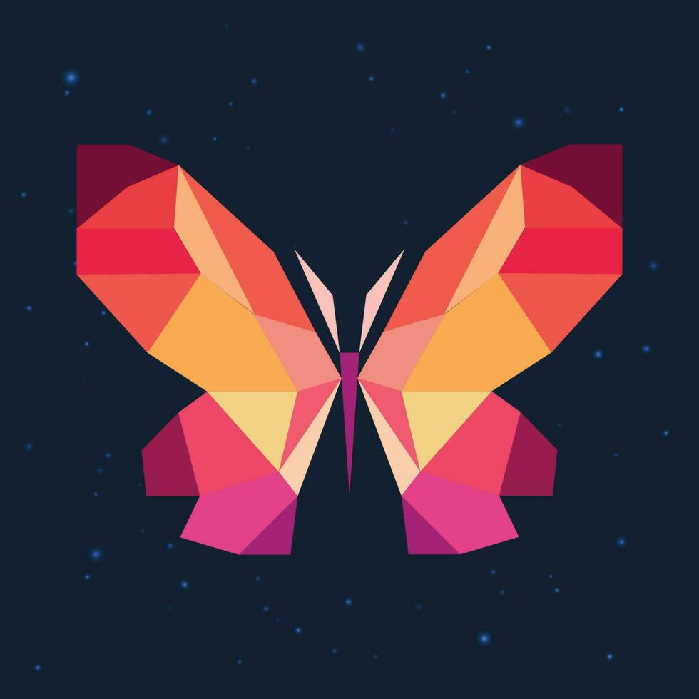 polygonal fjäril, naturlig ikon och logotyp. vektor illustration isolerat på vit bakgrund. färgrik geometrisk fjäril i origami stil.
