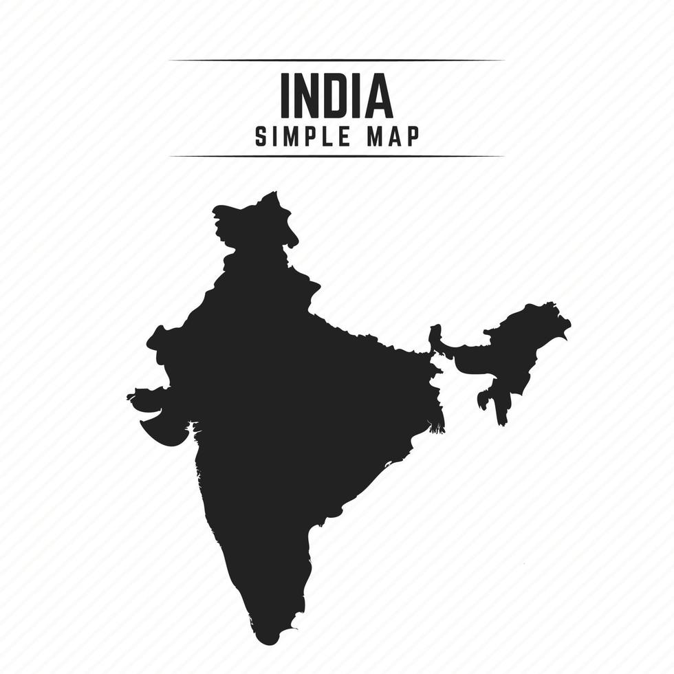 einfache schwarze Karte von Indien isoliert auf weißem Hintergrund vektor