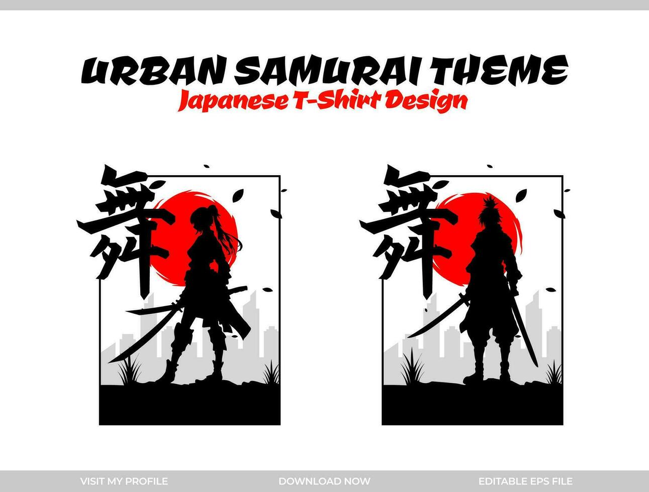 städtisch weiblich Samurai. Silhouette Japan Samurai Vektor zum Design t Hemd Konzept. Silhouette Samurai. japanisch T-Shirt Design. Silhouette zum ein japanisch Thema. Samurai Vektor Illustration.