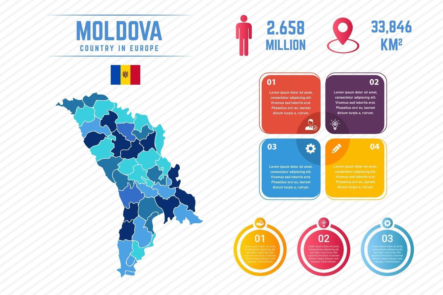 färgglad Moldavien karta infographic mall vektor