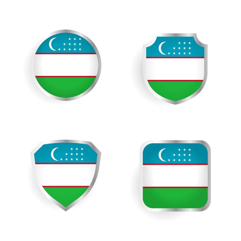 Usbekistan Länderabzeichen und Etikettenkollektion vektor