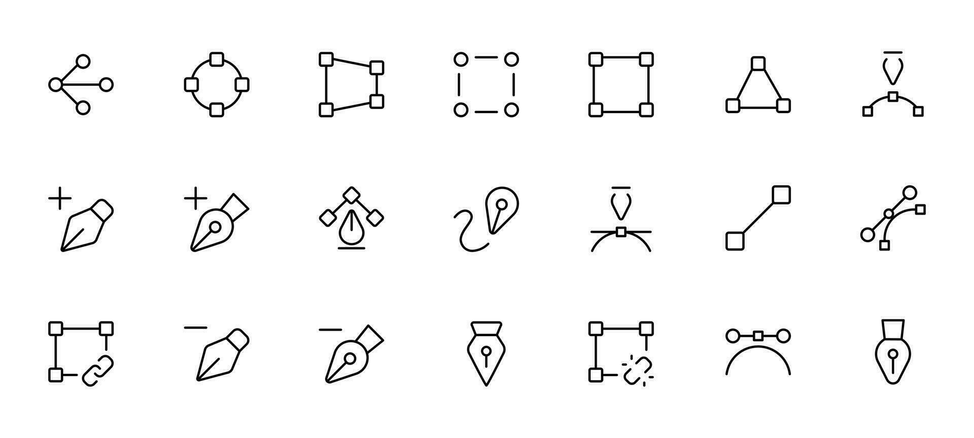 Design Software Werkzeuge Schnittstellen Pixel perfekt Symbole editierbar Schlaganfall. Grafik Design Pixel perfekt gut gemacht Vektor dünn Linie Symbole. eben Vektor Symbol zum Apps, ui und Webseiten.