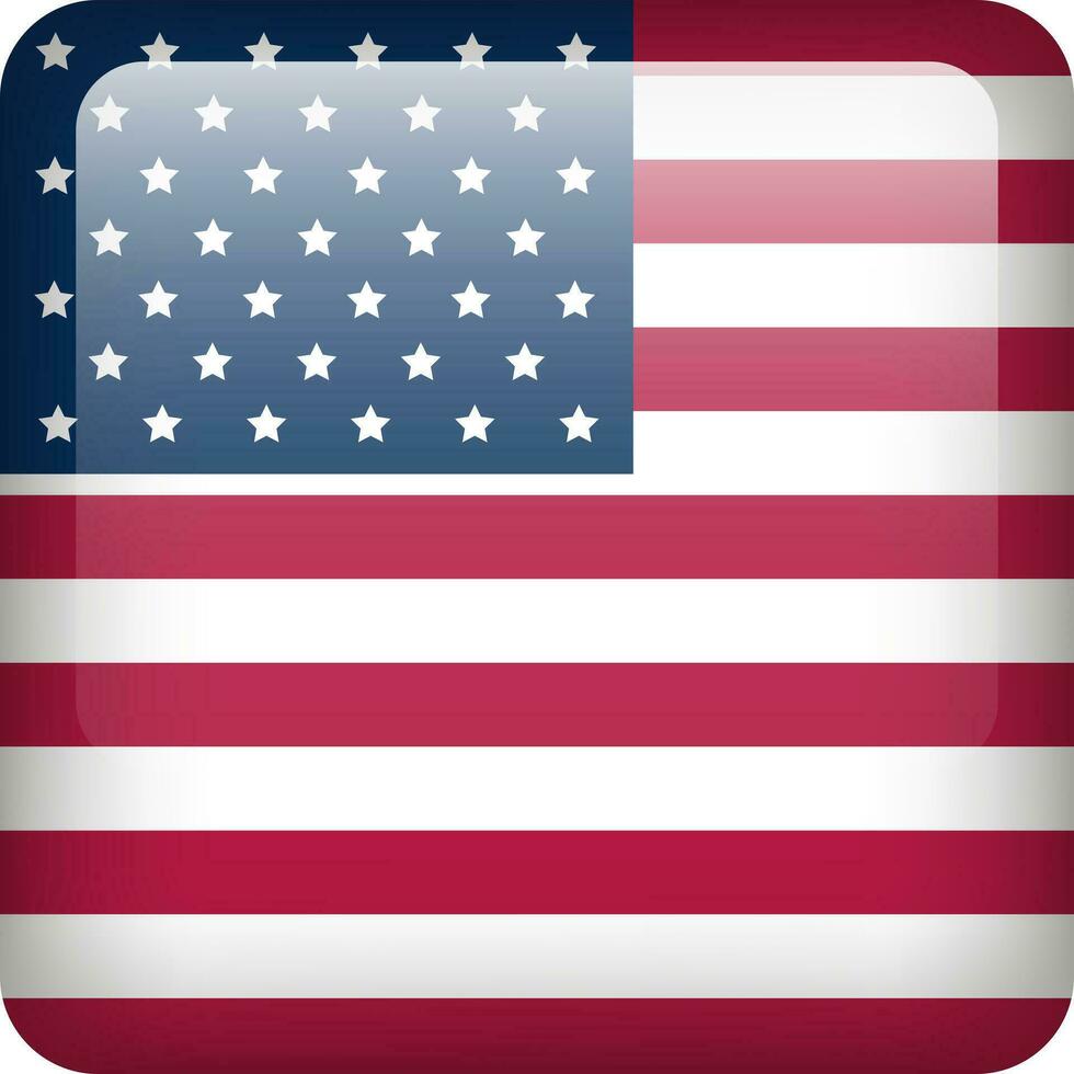 USA flagga knapp. fyrkant emblem av förenad stater. vektor amerikan flagga, symbol. färger och andel korrekt.