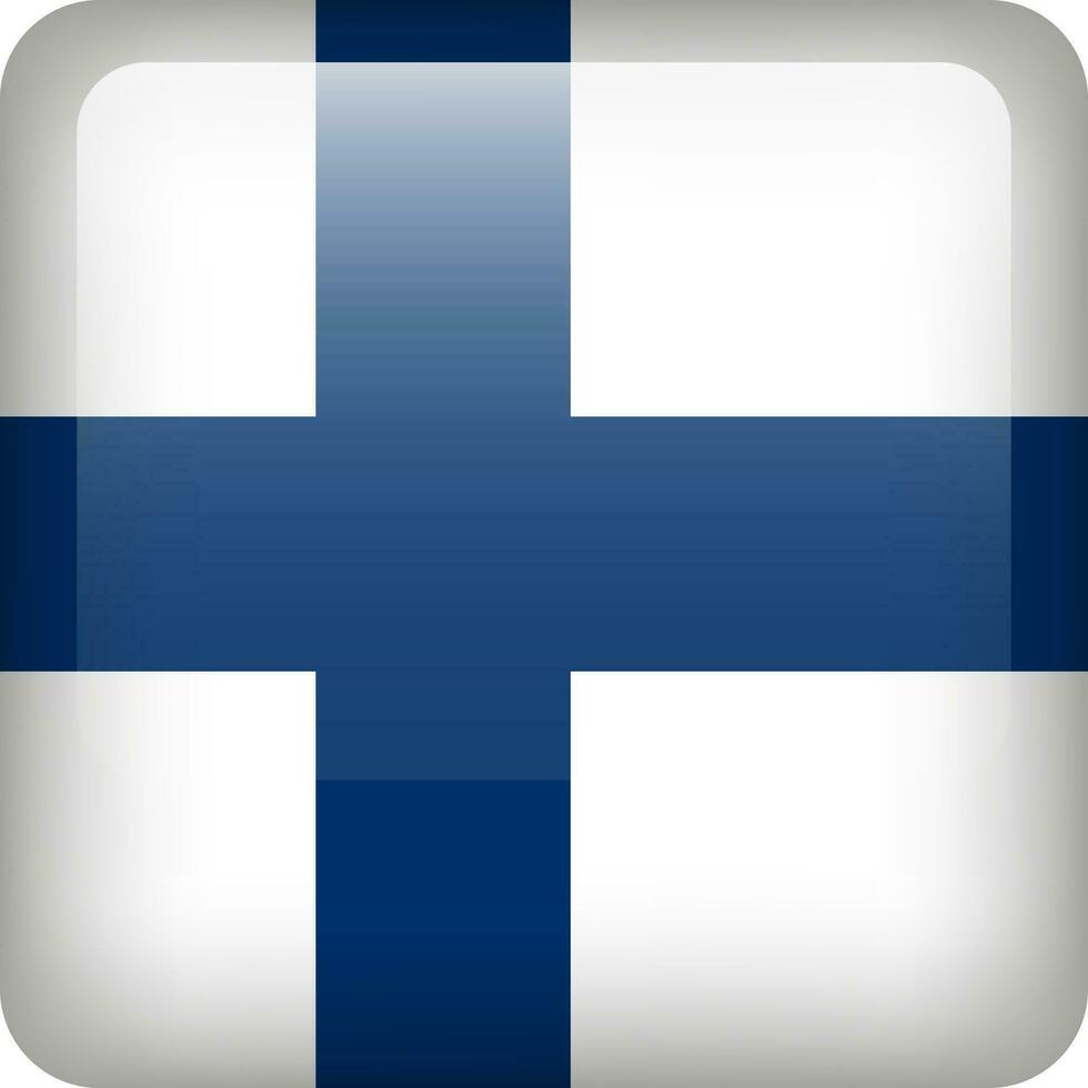 finland flagga knapp. fyrkant emblem av finland. vektor finska flagga, symbol. färger och andel korrekt.