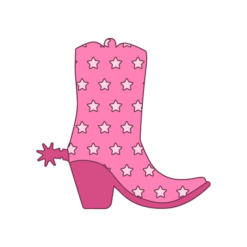 Rosa Cowboy Stiefel mit mädchenhaft sternenklar Ornament Dekor. süß Cowgirls Schuhe. vektor