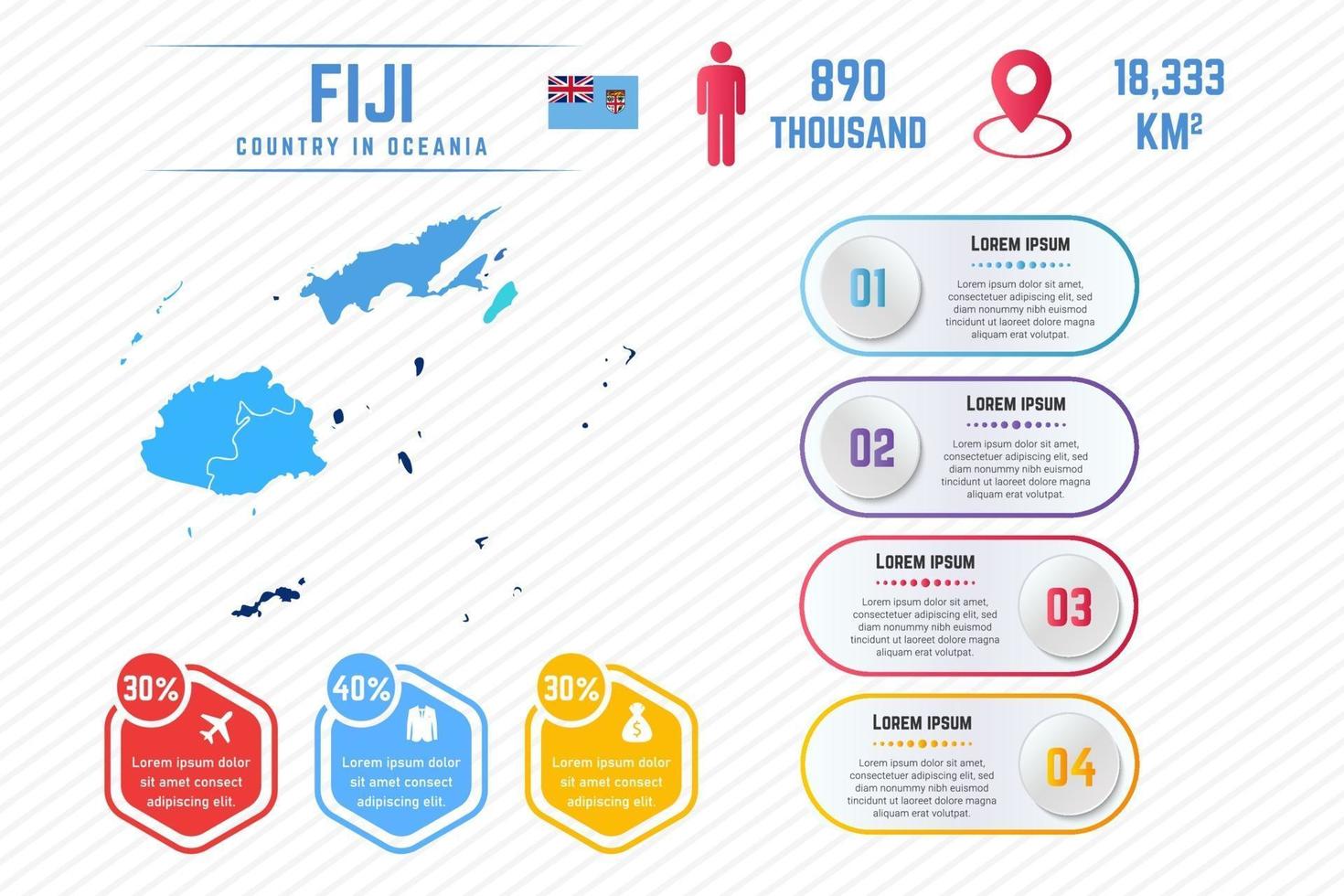 bunte Fidschi-Karte Infografik-Vorlage vektor