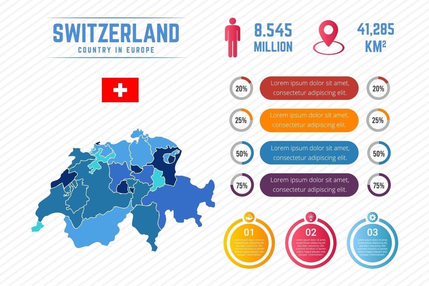 färgglada schweiz karta infographic mall vektor