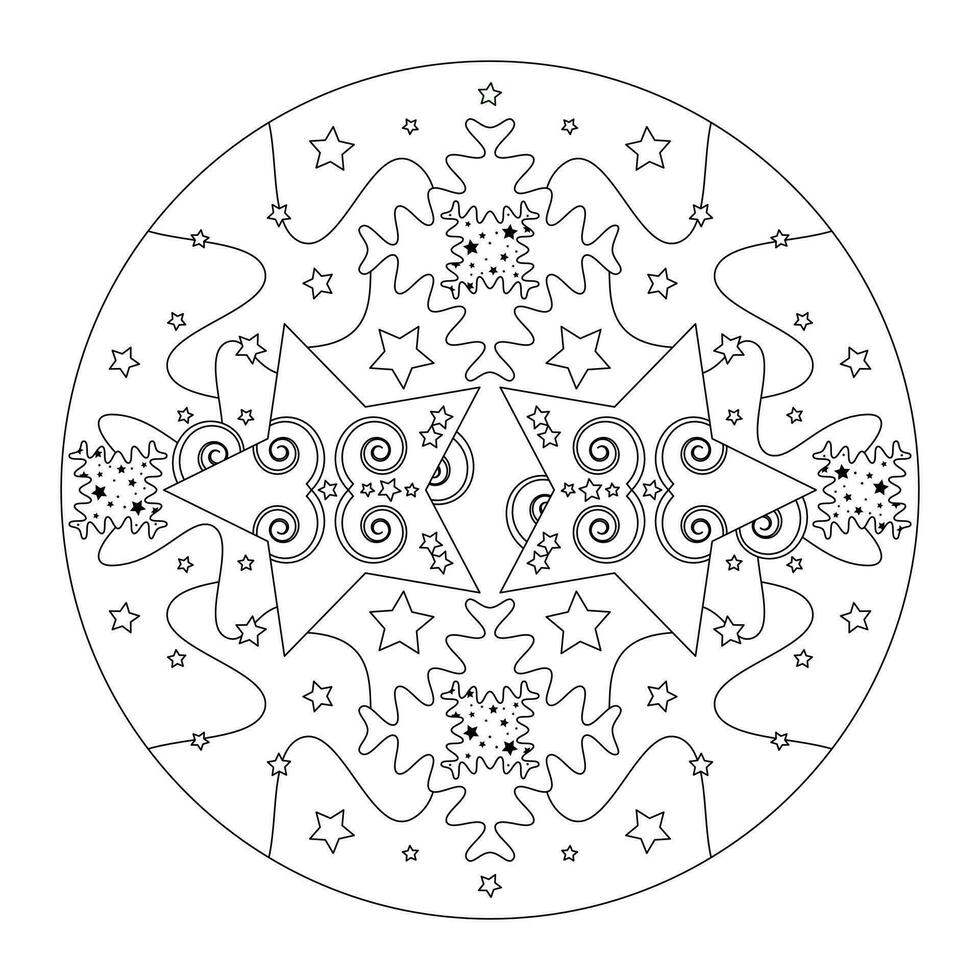 Weihnachten Mandala. Weihnachten Färbung Buchseite. Mandala von Sterne und Puzzle Stücke Stil Wirkung. vektor