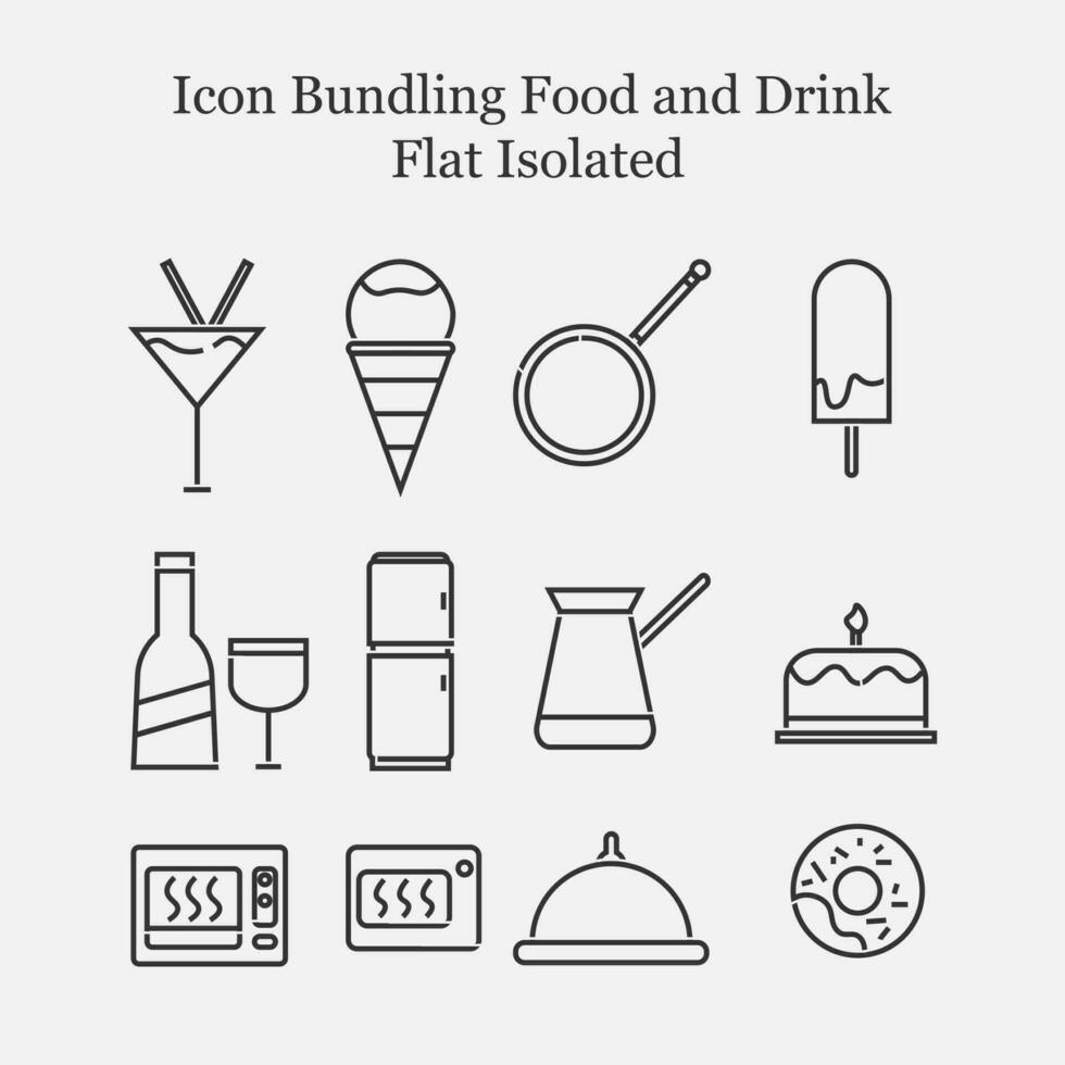 uppsättning av linje ikoner för mat, drycker och drycker platt design isolerat . vektor illustration eps 10