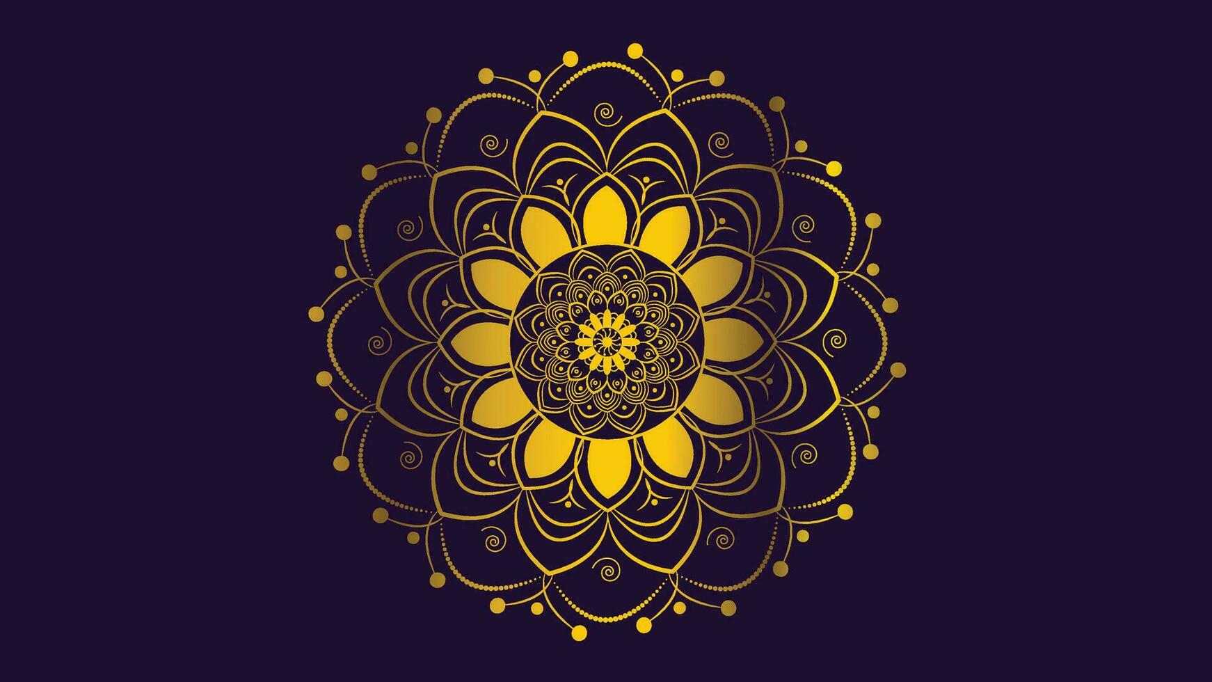 abstrakt mandala i gyllene Färg lutning skugga i mörk lila bakgrund. detta kan vara Begagnade som en baner eller ornament för din festival projekt. vektor