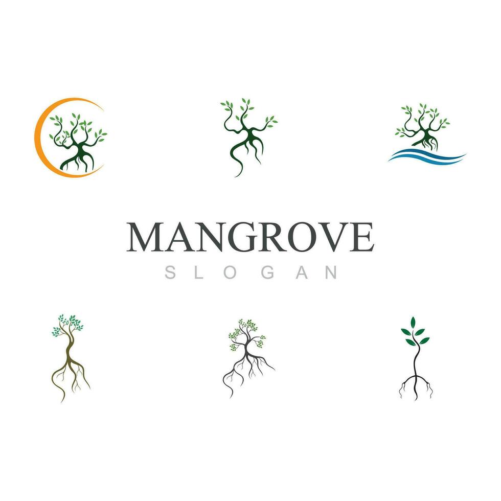 mangrove logotyp ikon vektor