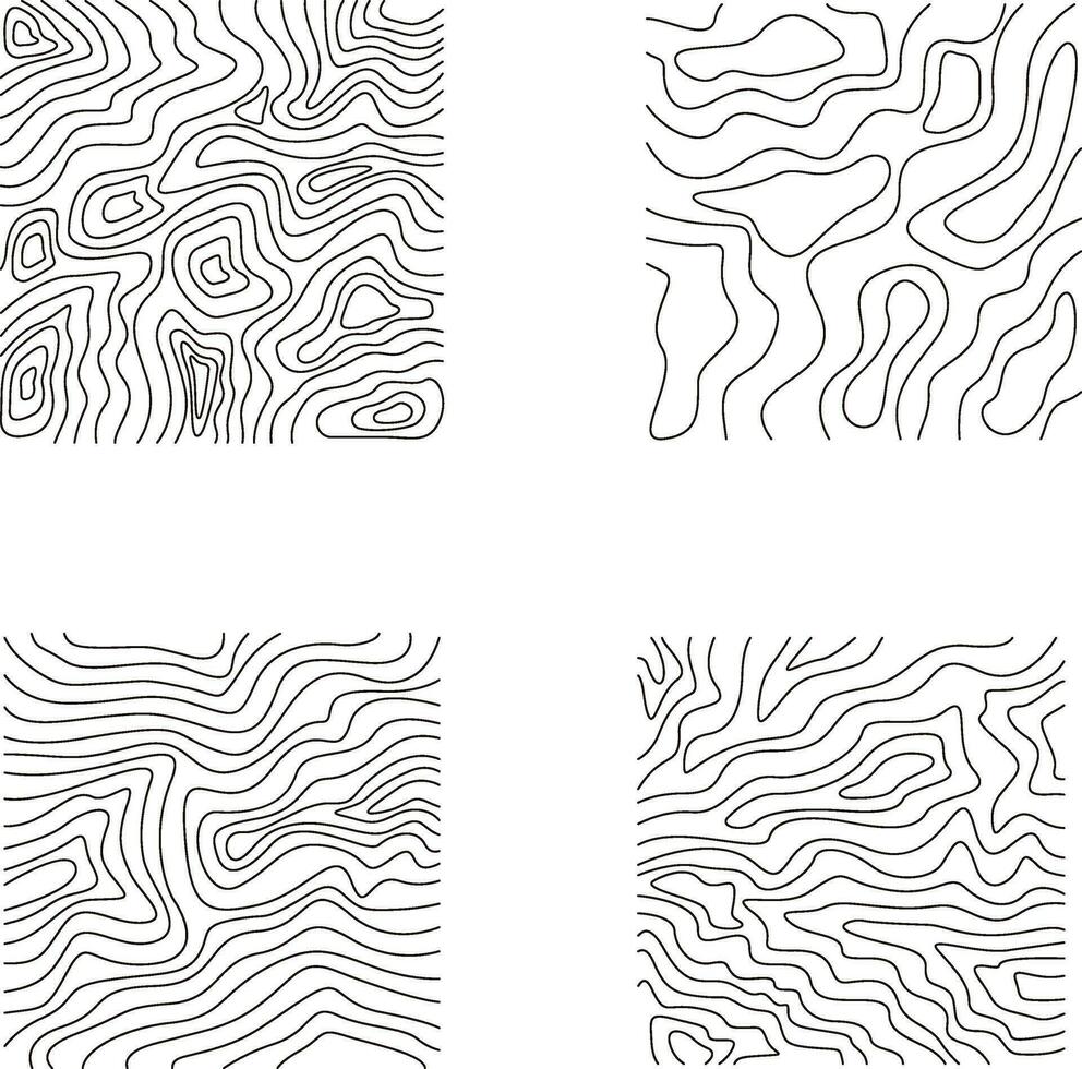 topografi mönster fyrkant i oregelbunden linje. vektor illustration uppsättning.