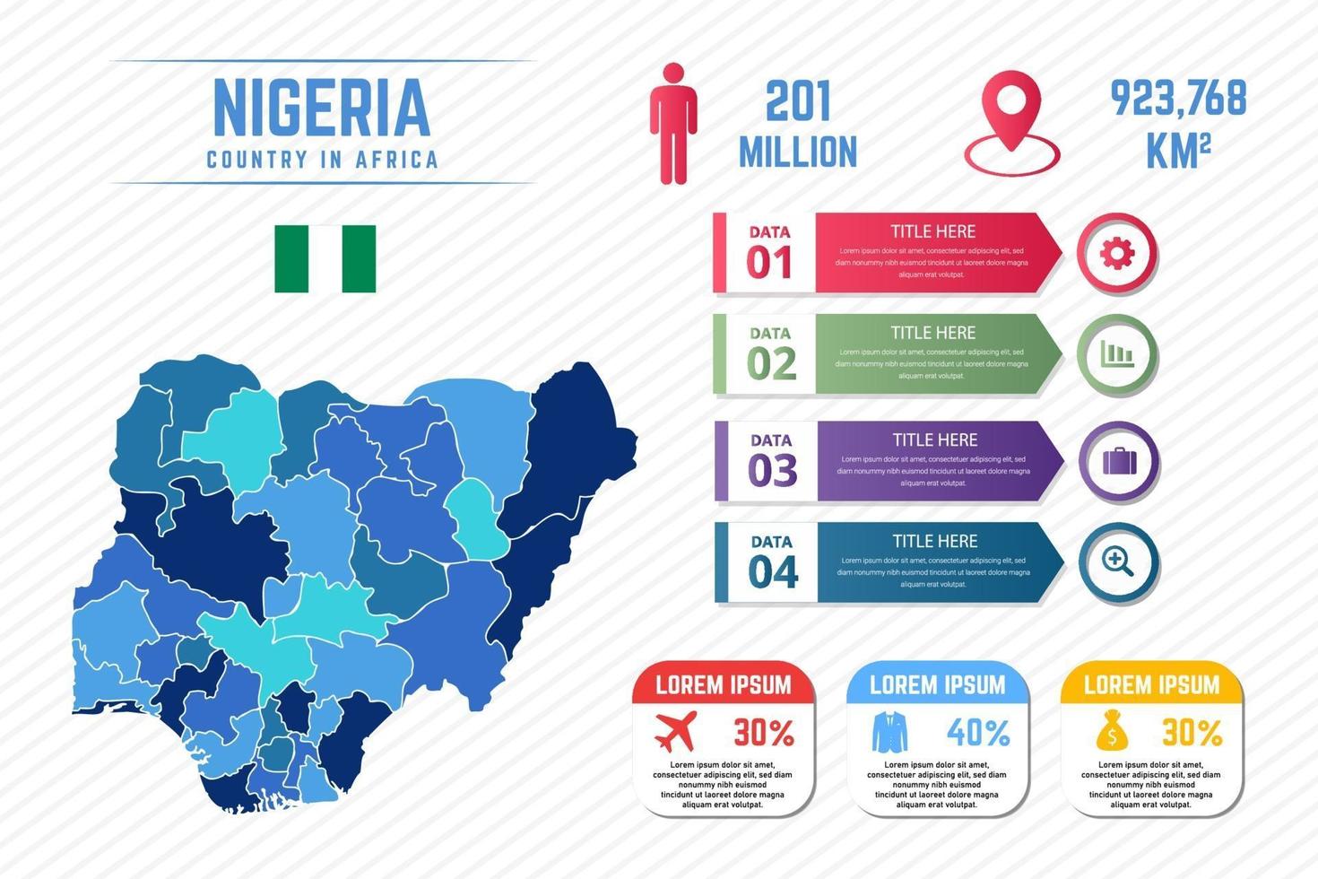 färgglada nigeria karta infographic mall vektor