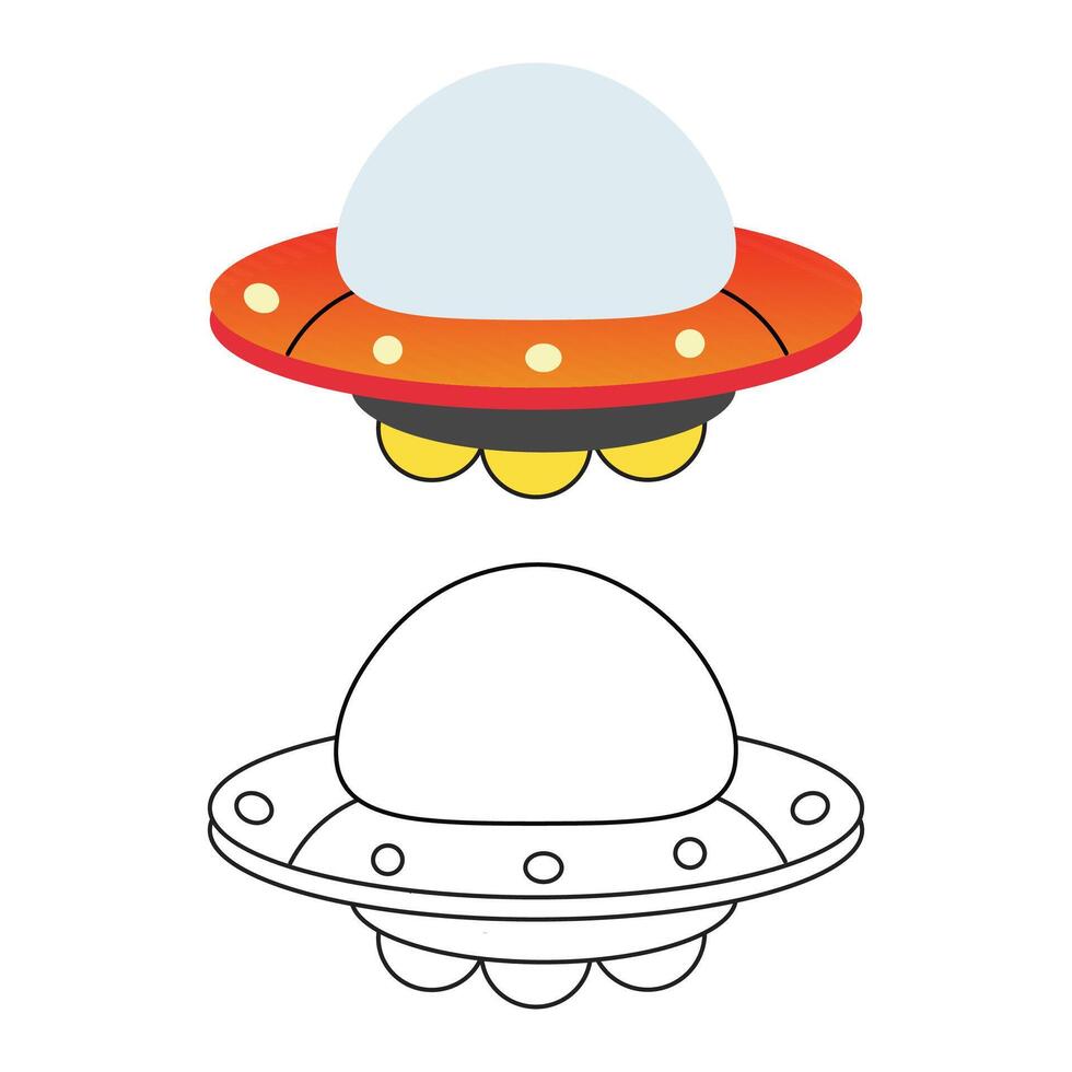 UFO Färbung Seiten Gliederung mit Clip Art Design vektor