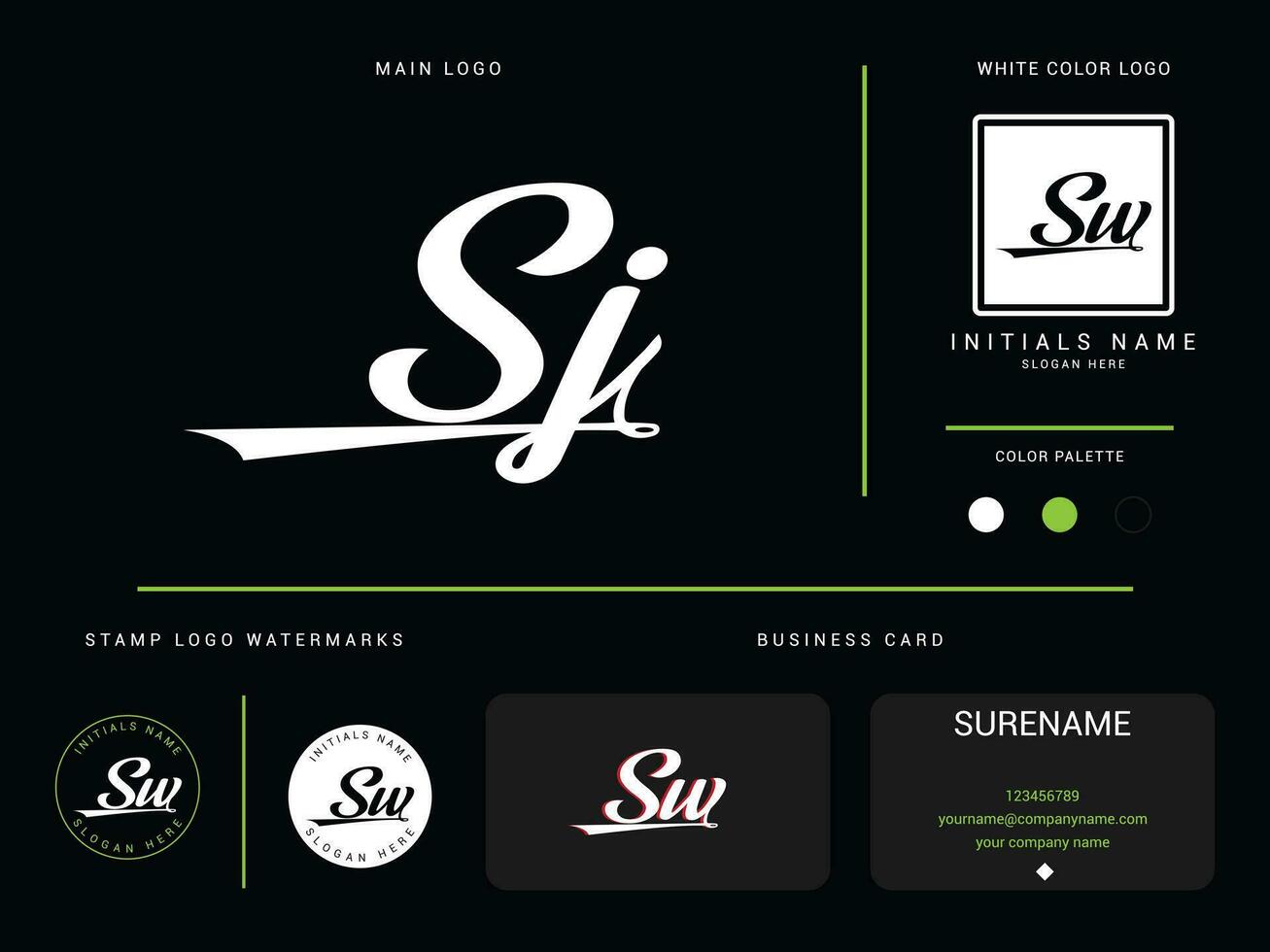 kläder sj lyx logotyp, minimalistisk mode sj logotyp ikon och branding design vektor