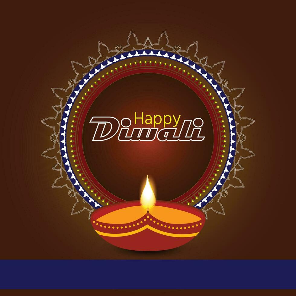 Lycklig diwali med diwali lampa, diwali firande posta, vektor illustration design.