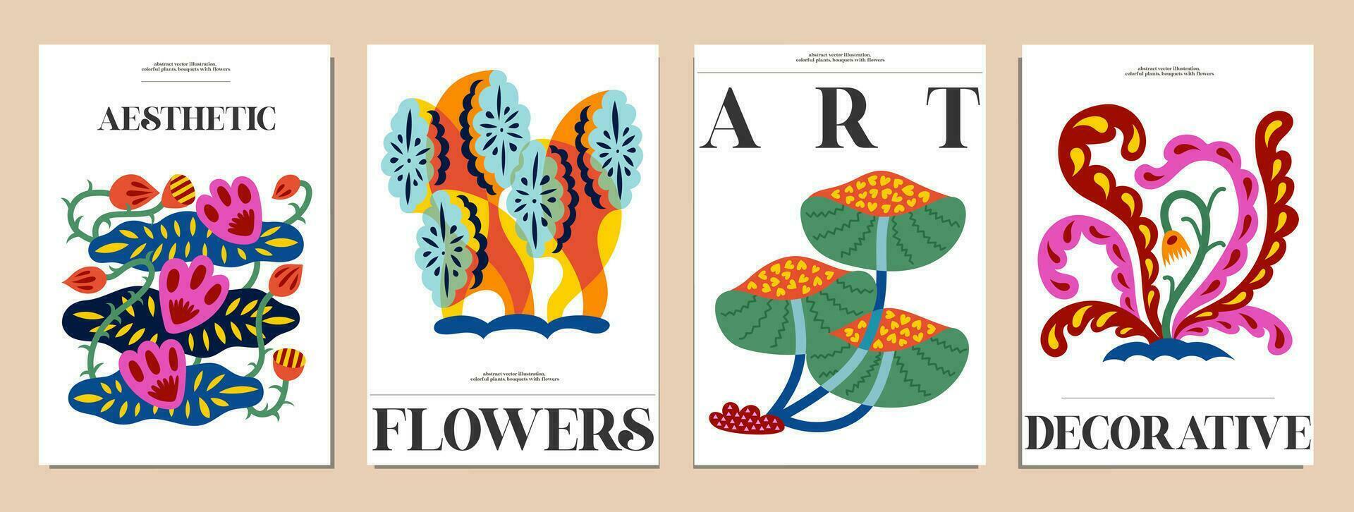 uppsättning av buketter med blommor. interiör målning. färgrik illustrationer av blommor för täcker, bilder. vektor illustration.