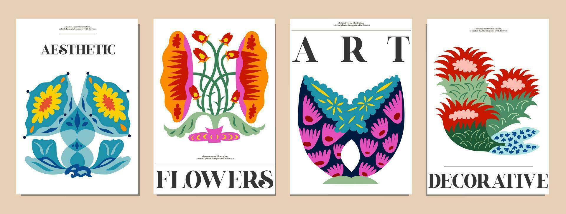 uppsättning av buketter med blommor. interiör målning. färgrik illustrationer av blommor för täcker, bilder. vektor illustration.