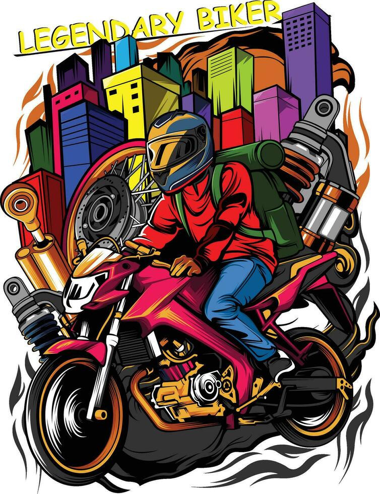 motorcykel t-shirt design vektor