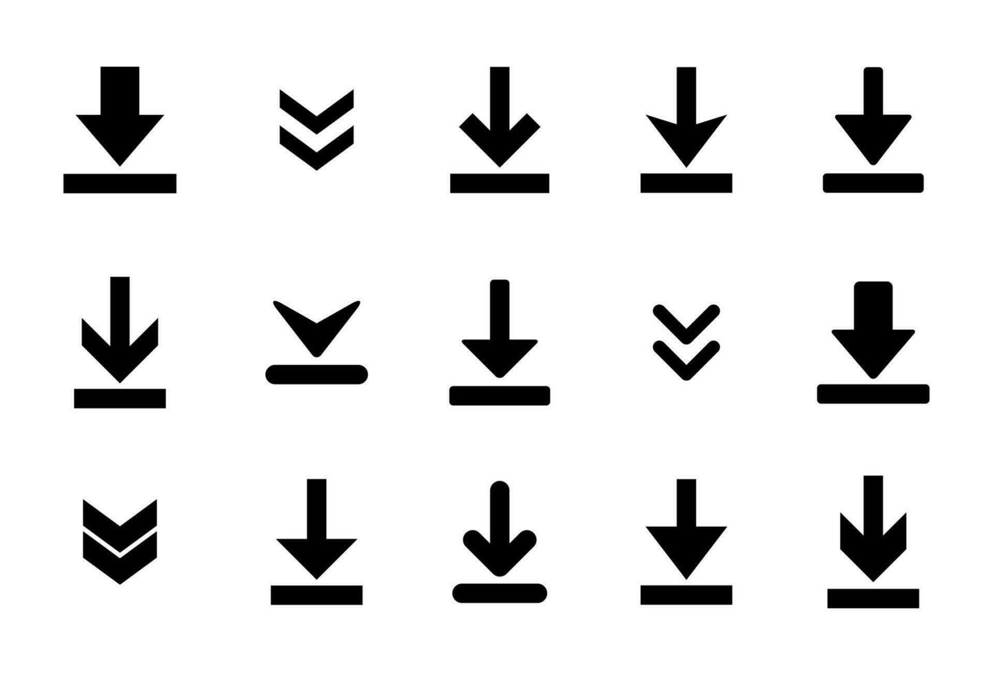 ladda ner ikon vektor uppsättning samling. ner pil tecken symbol isolerat på vit bakgrund