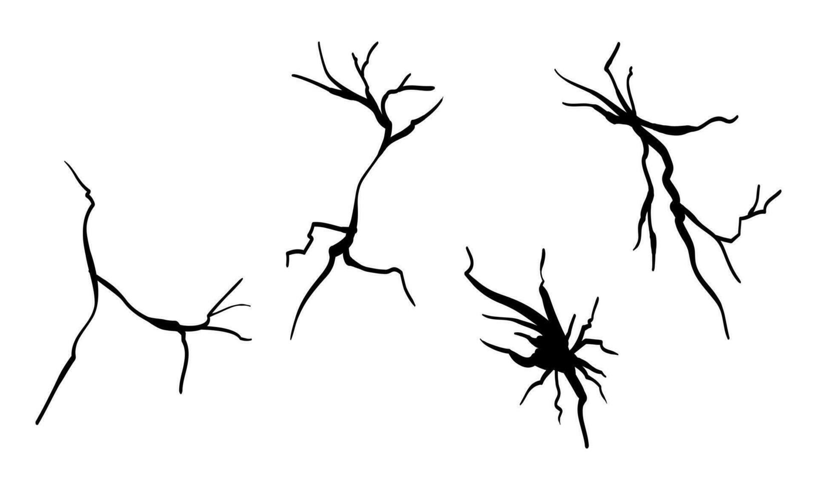 hand dragen knäckt vägg, jord, glas, ägg. klotter ha sönder uppsättning. vektor illustration