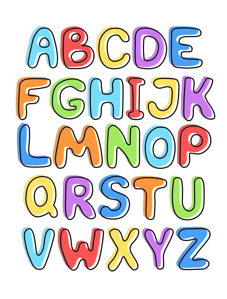 handgezeichnetes süßes englisches Alphabet vektor