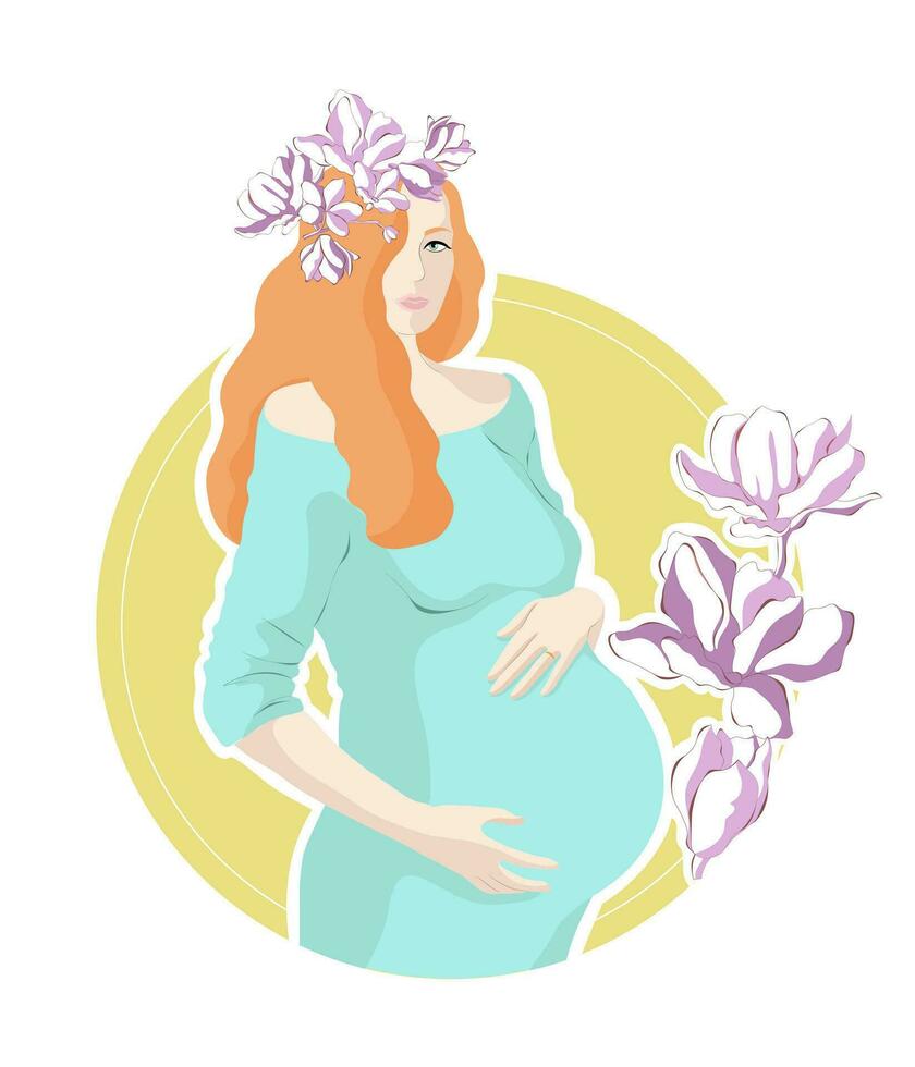 gravid kvinna platt vektor illustration
