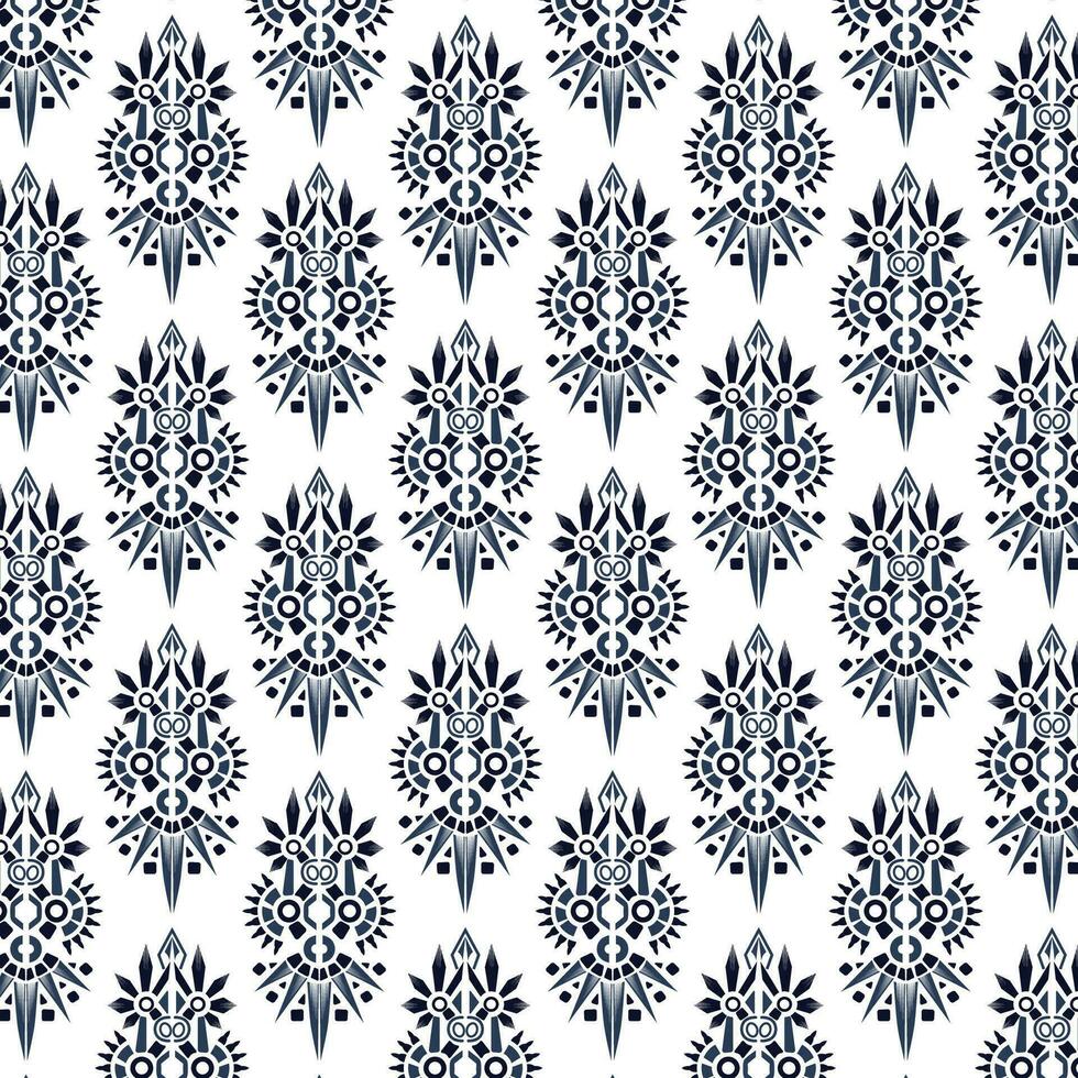 en blå och vit blommig geometrisk mönster på en vit bakgrund vektor