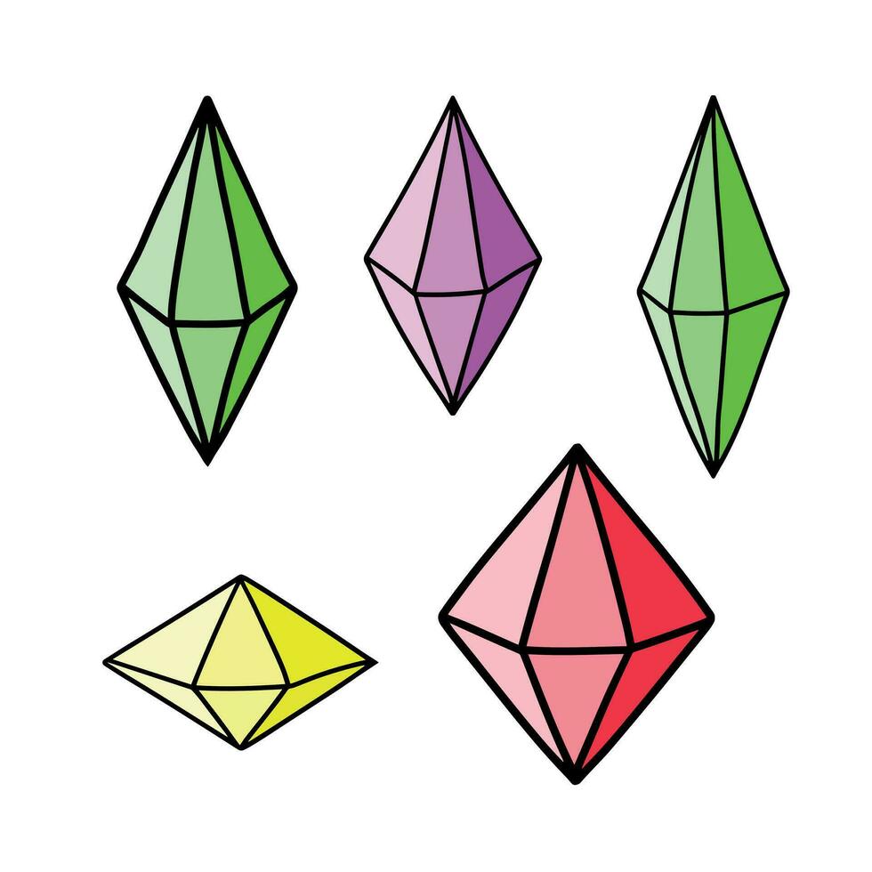 Kristall Juwel, Juwel Edelstein. Diamant, brillant und Amethyst Schmuck. glänzend geometrisch Luxus Mineral Felsen. vektor