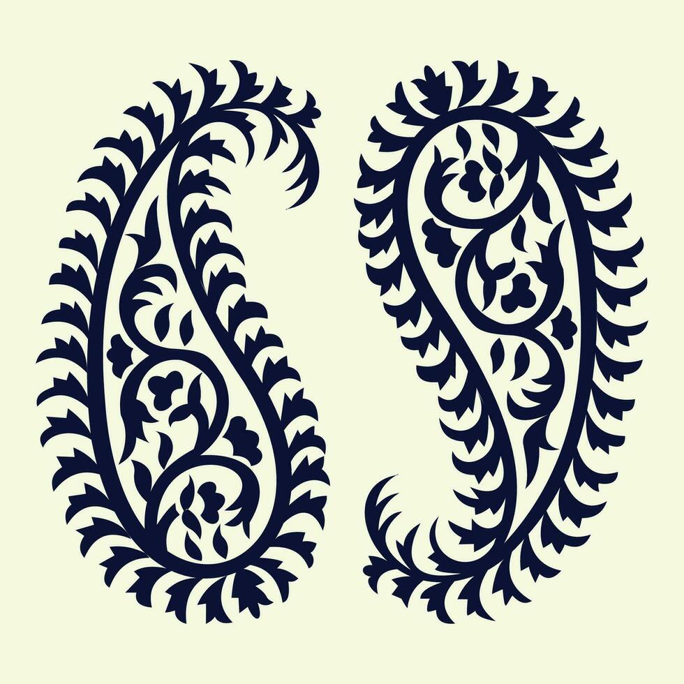 en uppsättning av två dekorativ paisley mönster på en vit bakgrund vektor